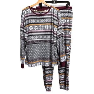 Simply Vera Vera Wang Womens Large Fair Isle Snowflake Pajama Set 2pc Jogger